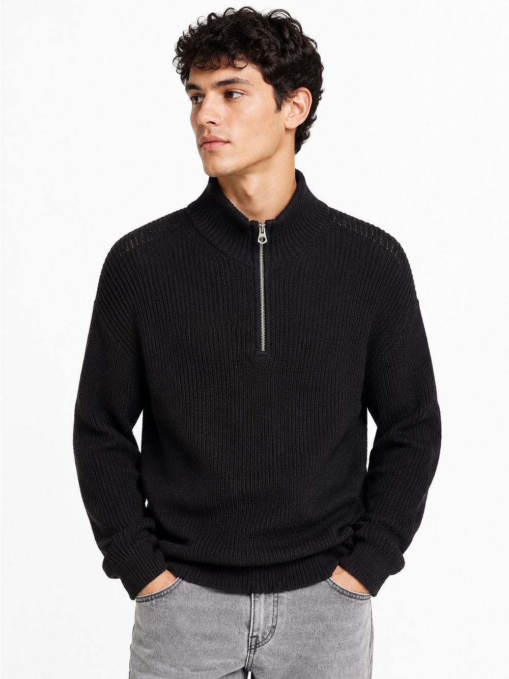 NWT American Eagle Wool Blend Ribbed Half Zip Sweater